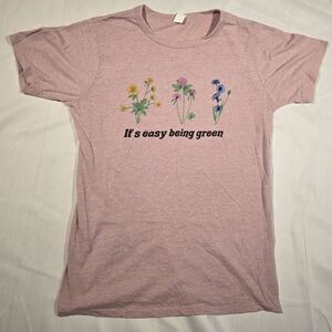 "It's Easy Being Green" Flower Garden Green Thumb Graphic Shirt Pink Size XL